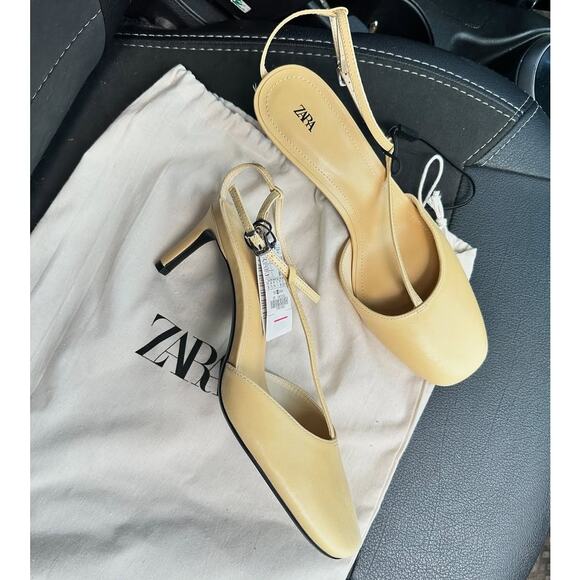 ZARA Yellow Leather Heels NWT - Picture 7 of 16